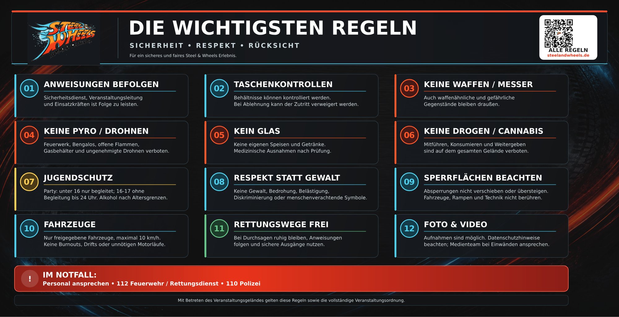 Steel & Wheels Bauzaunplane – Die wichtigsten Regeln