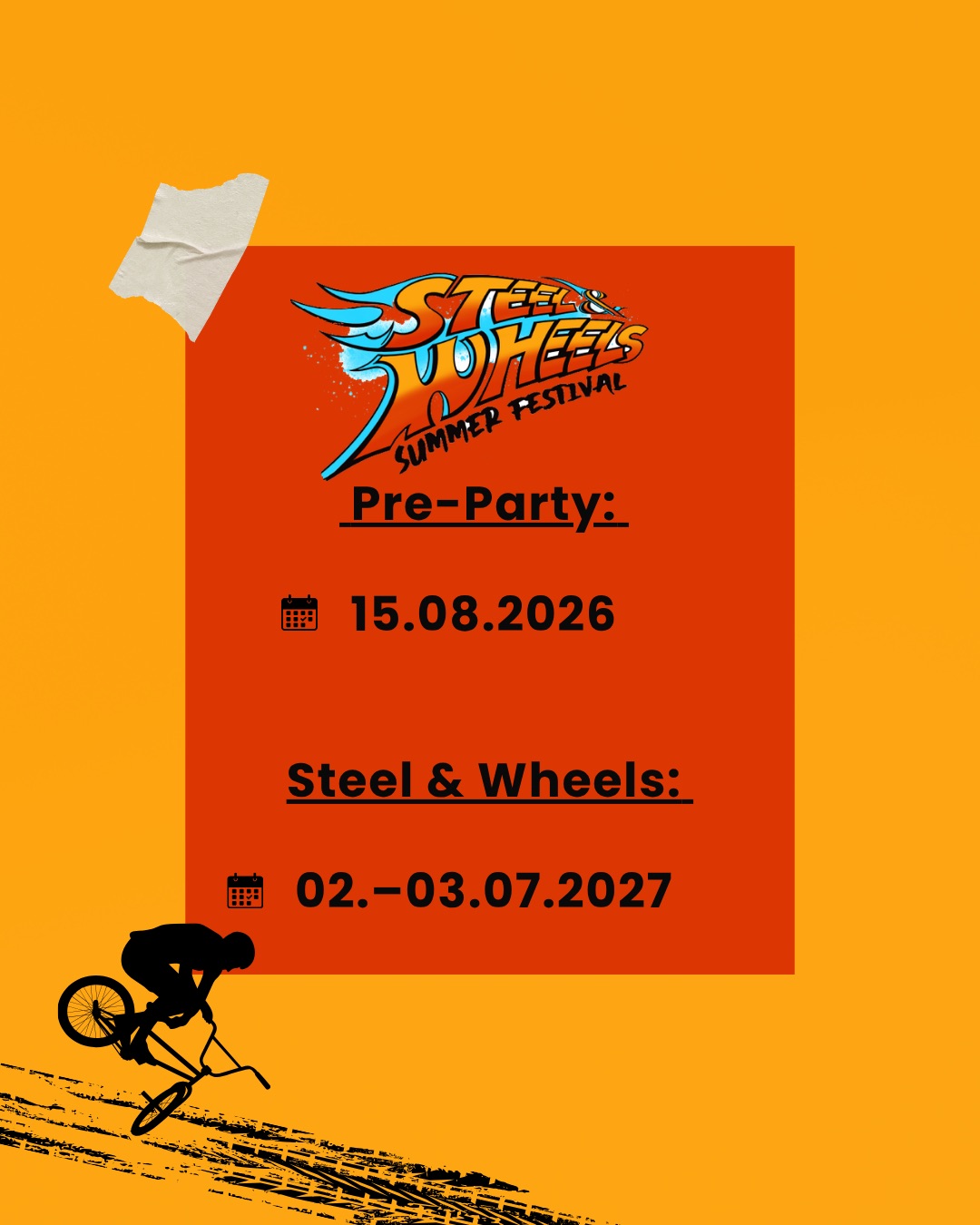 Termine: Pre-Party am 15.08.2026 und Steel & Wheels am 02. bis 03.07.2027